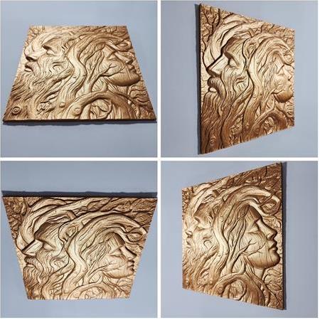 Köklü Hisler Temalı 3D Taş Tablo, Üç Boyutlu Dekoratif Rölyef Taş Kabartma (55193)