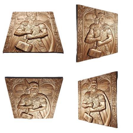 Thor Temalı 3D Taş Tablo, Üç Boyutlu Dekoratif Duvar Kaplama (55118)