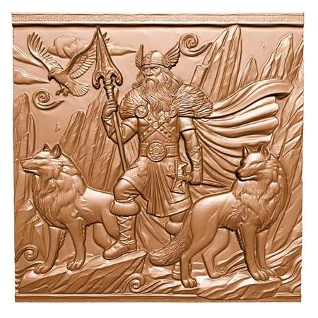 Odin Temalı 3D Taş Tablo, Üç Boyutlu Dekoratif Duvar Kaplama (55409)