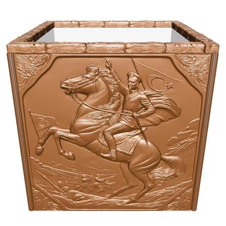 Atatürk Temalı 3d Taş Rölyef Kaplama Seramik Saksı, Mustafa Kemal Atatürk Heykel Süsleme Dekor Vazo