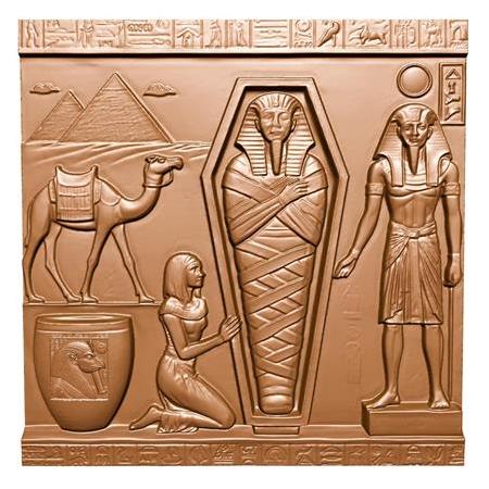 Mısır Mumya Temalı 3D Taş Tablo, Üç Boyutlu Rölyef Kabartma