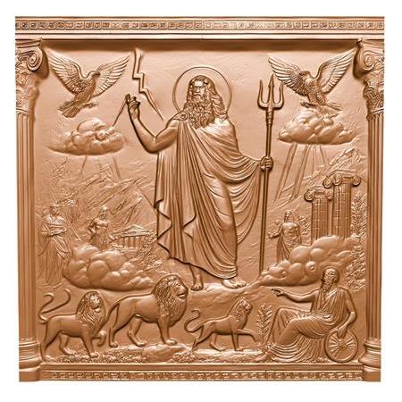 Zeus Temalı 3D Taş Tablo, Üç Boyutlu Antik Yunan Dekoratif Taş Tablo (55185)