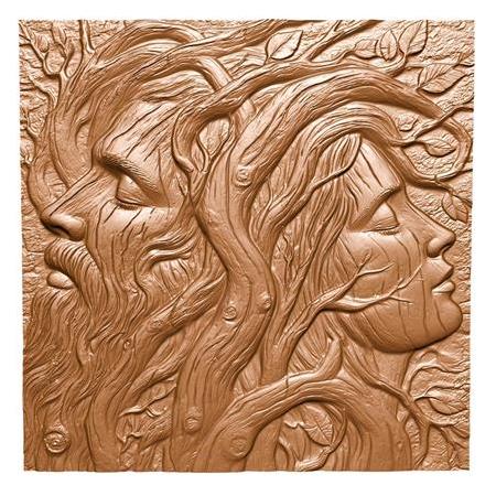 Köklü Hisler Temalı 3D Taş Tablo, Üç Boyutlu Dekoratif Rölyef Taş Kabartma (55193)