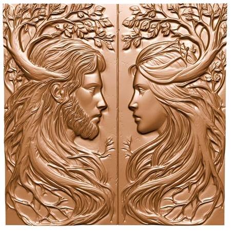 Köklü Hisler Temalı 3D Taş Tablo, Üç Boyutlu Dekoratif Rölyef Taş Kabartma (55231)