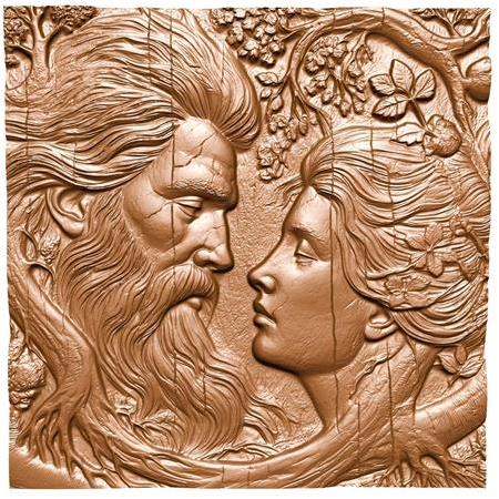 Köklü Hisler Temalı 3D Taş Tablo, Üç Boyutlu Dekoratif Rölyef Taş Kabartma (55229)